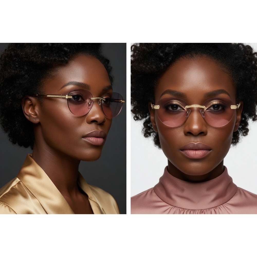 Sunglasses Pink Purple Lens Vintage Style Women Shades Metal Frame Retro Eyewear
